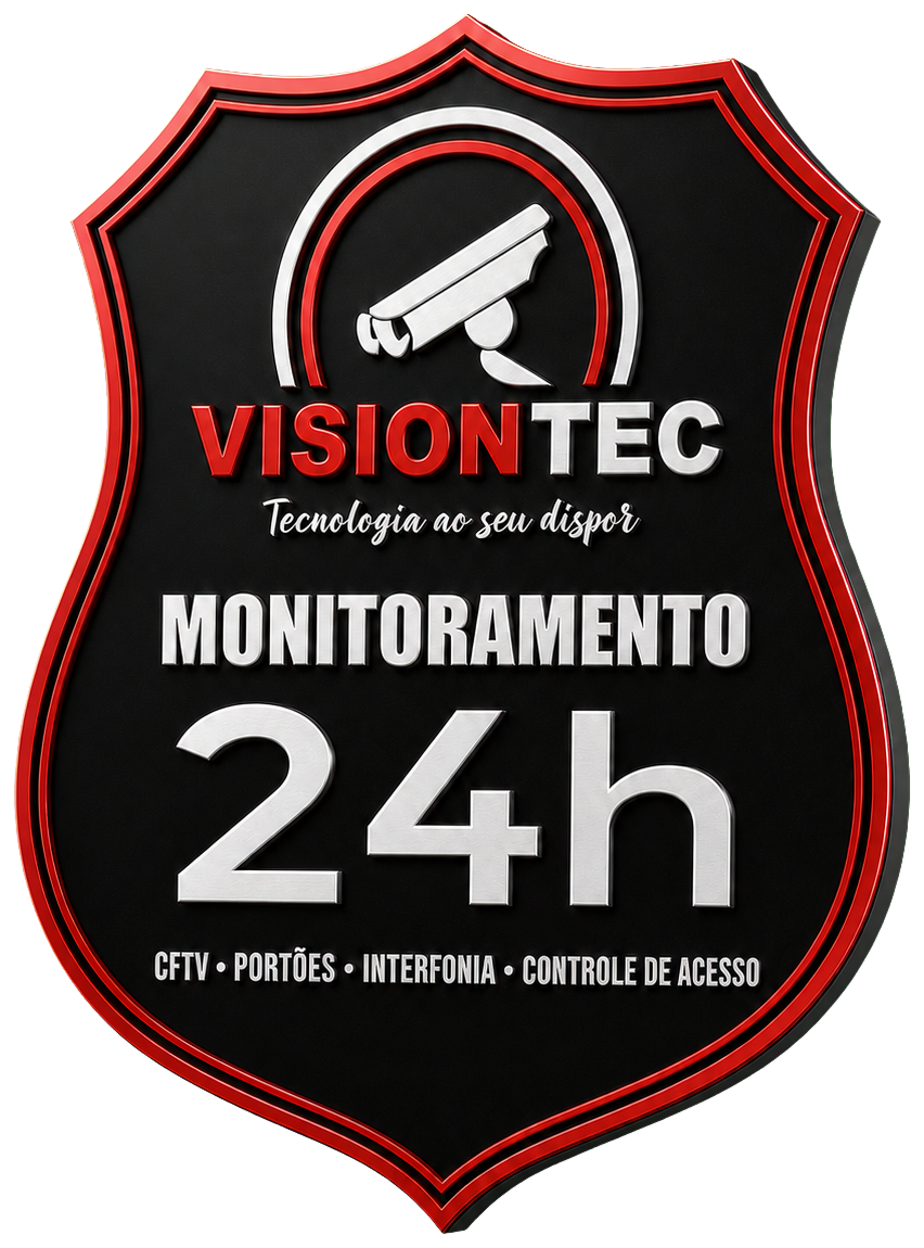 Placa tridimensional Vision Tec Monitoramento 24 horas